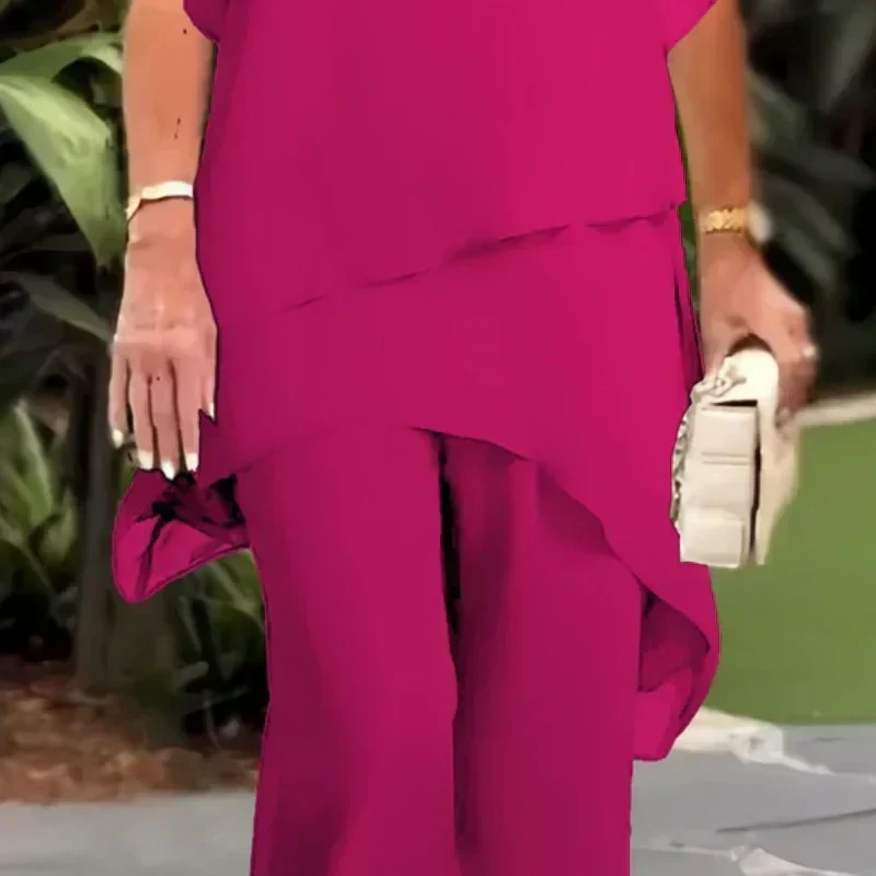 Women's Draped Evening Brunch Palazzo Two Piece Set