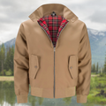 Men's Tartan Lined Zip-Up Harrington Coat