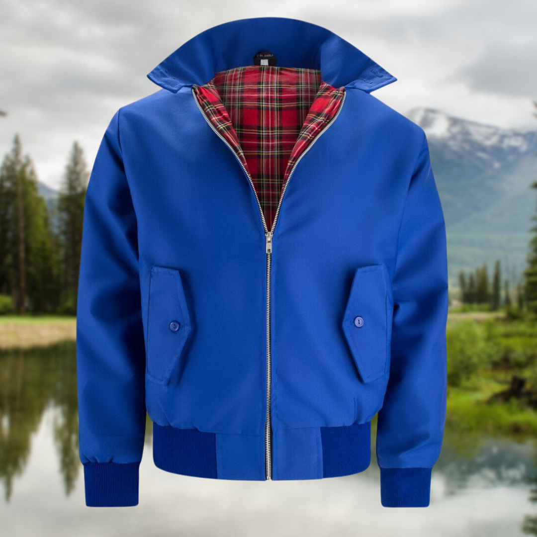 Men's Tartan Lined Zip-Up Harrington Coat