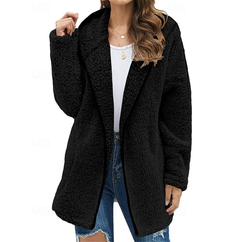 Women's Cozy Zip-Front Jacket with Plush Hood