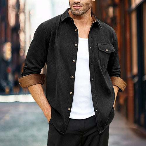 Men's Button Front Overshirt Coat with Chest Pocket