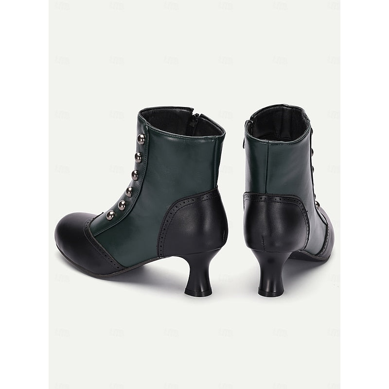 Women's Contrast Finish Small Button Short Boots