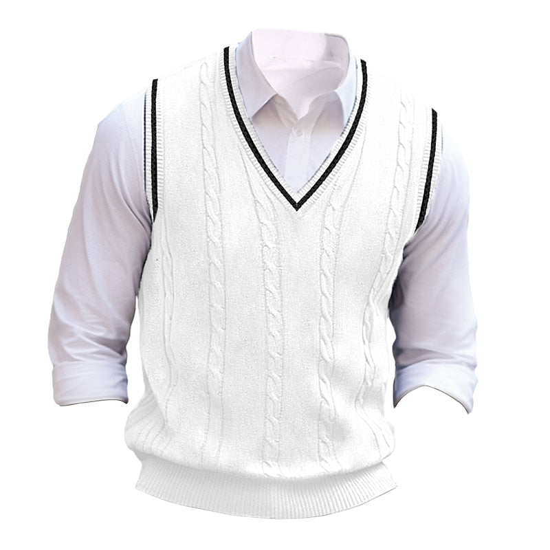 Men's Classic Cable Stitch Sweater Vest for Layering