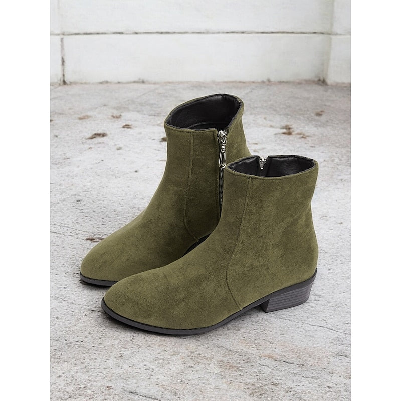 Women's Tailored Ankle Booties with Low Block Heel