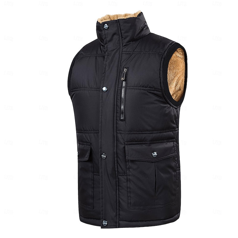 Men's Sleeveless Puffer Gilet Lined in Sherpa