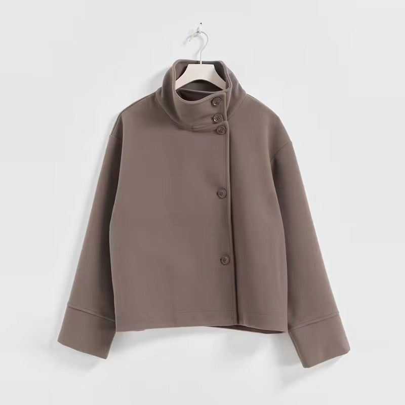 Women's Six-Button Double-Breasted Short Overcoat