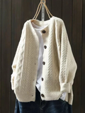 Women's Roomy Cable Knit Front-Button Layering Cardigan