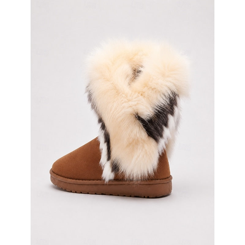 Women's Soft Fluffy Trim Pull-On Snow Boots