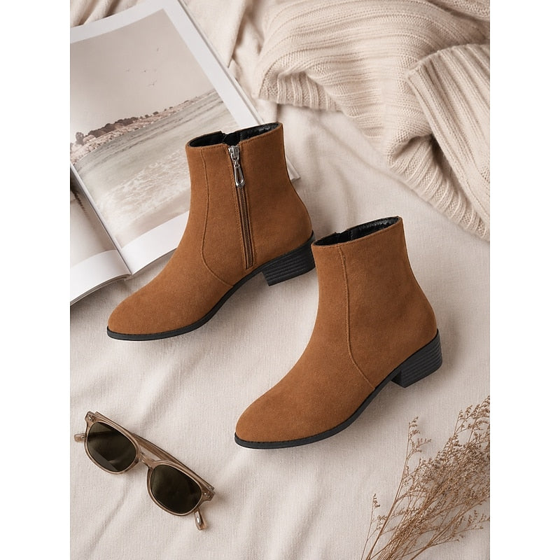 Women's Tailored Ankle Booties with Low Block Heel
