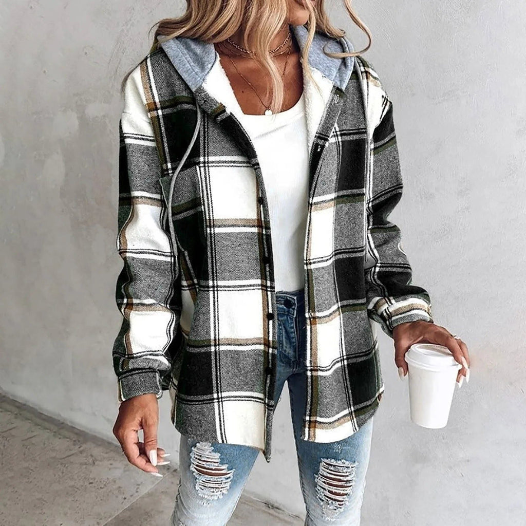 Women's Loose Checked Cardigan Sweater