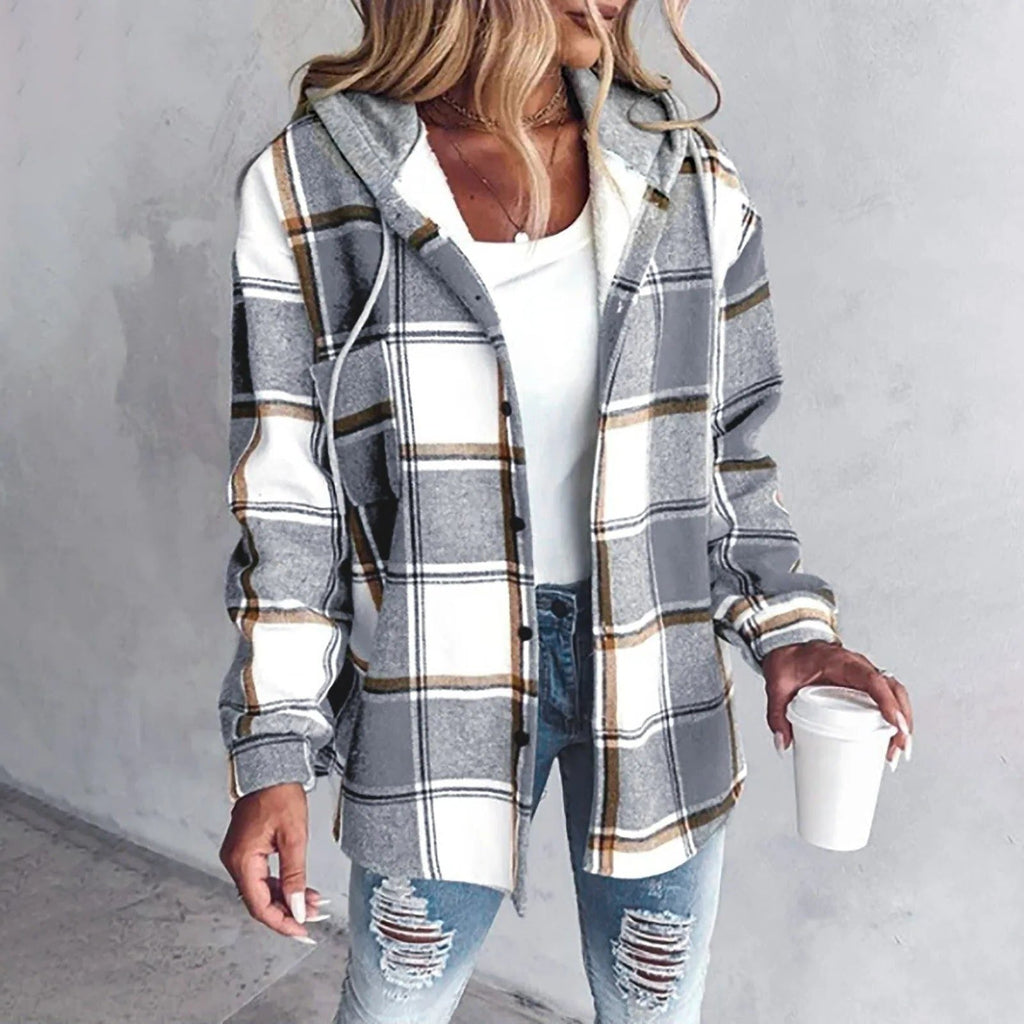 Women's Loose Checked Cardigan Sweater
