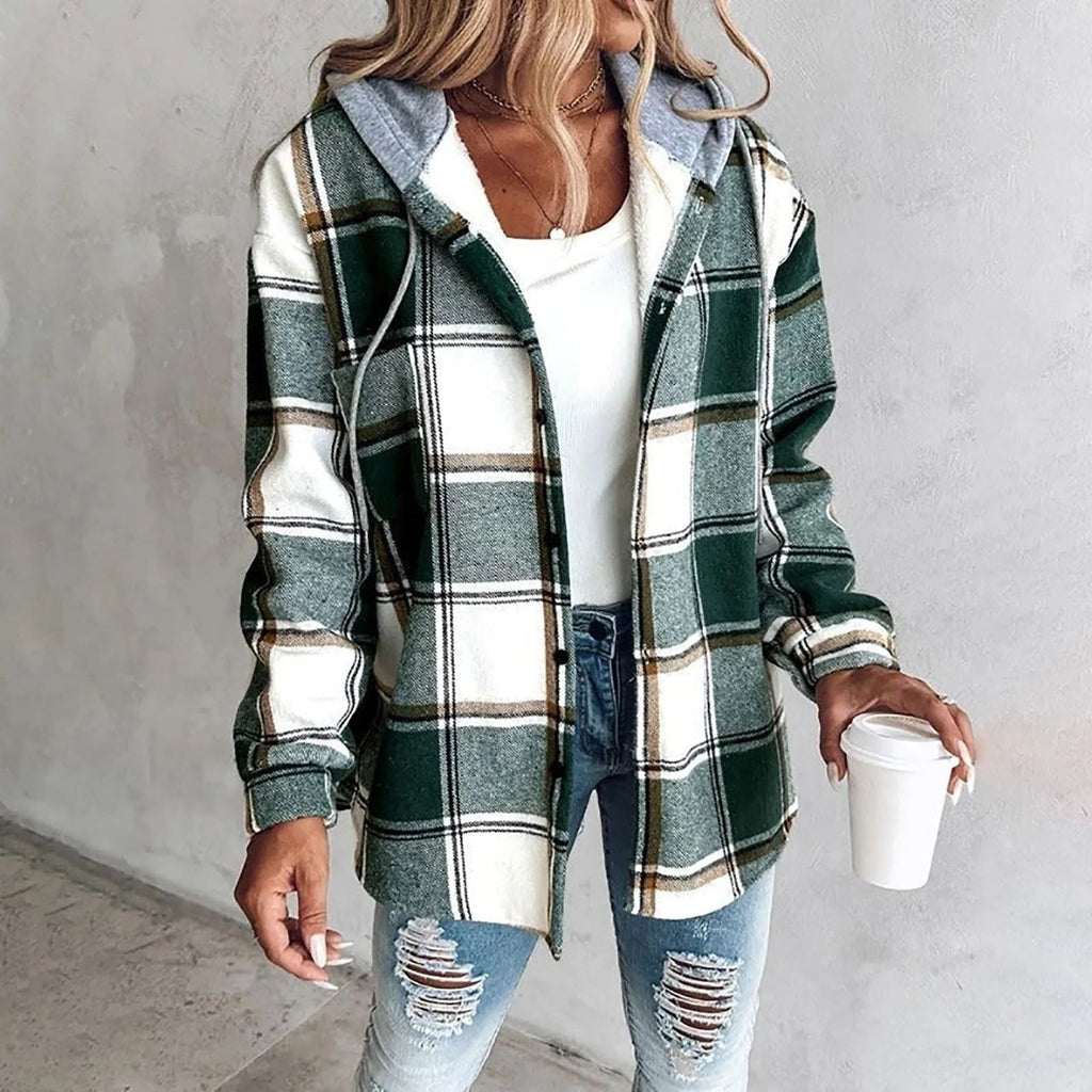 Women's Loose Checked Cardigan Sweater