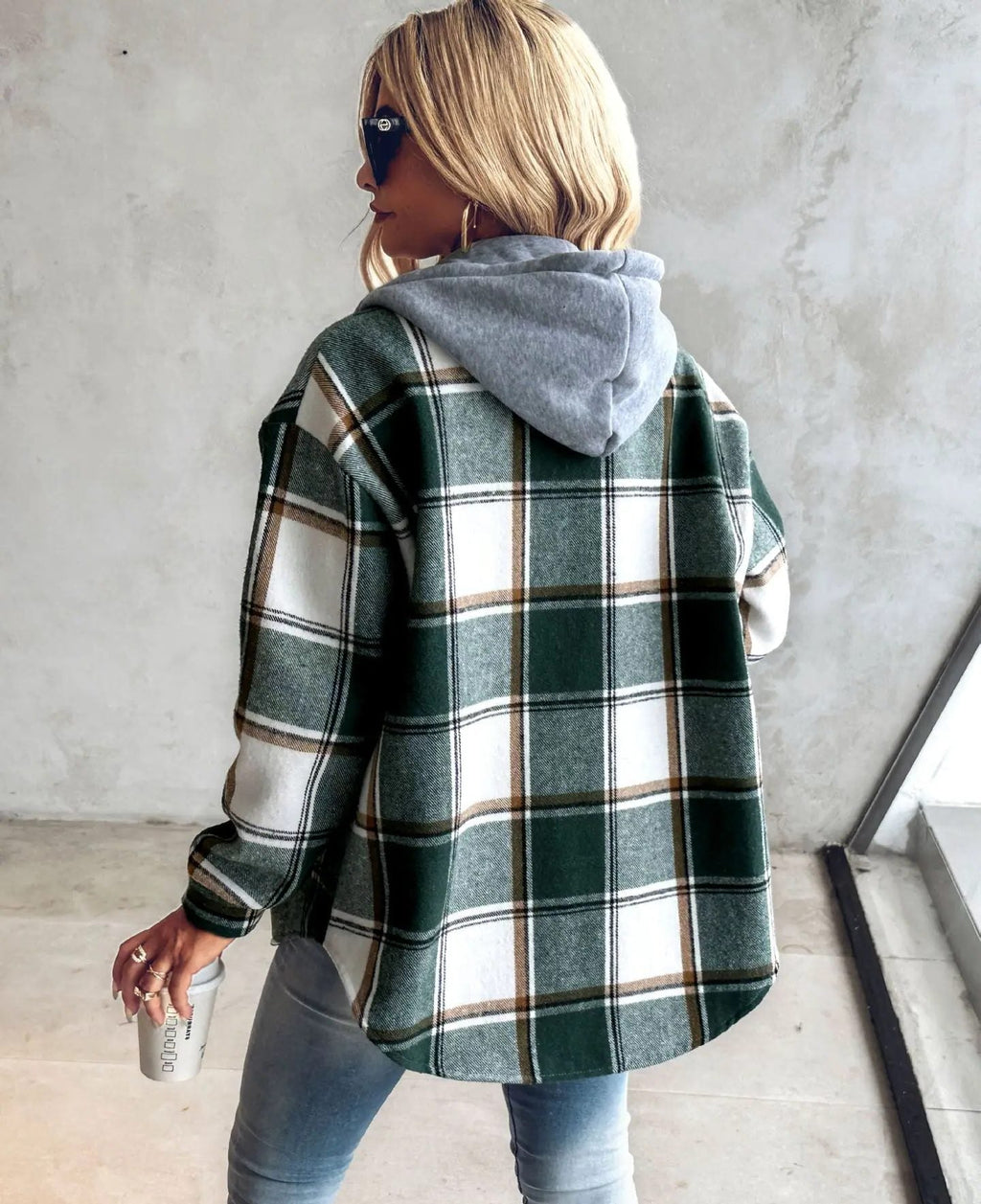 Women's Loose Checked Cardigan Sweater