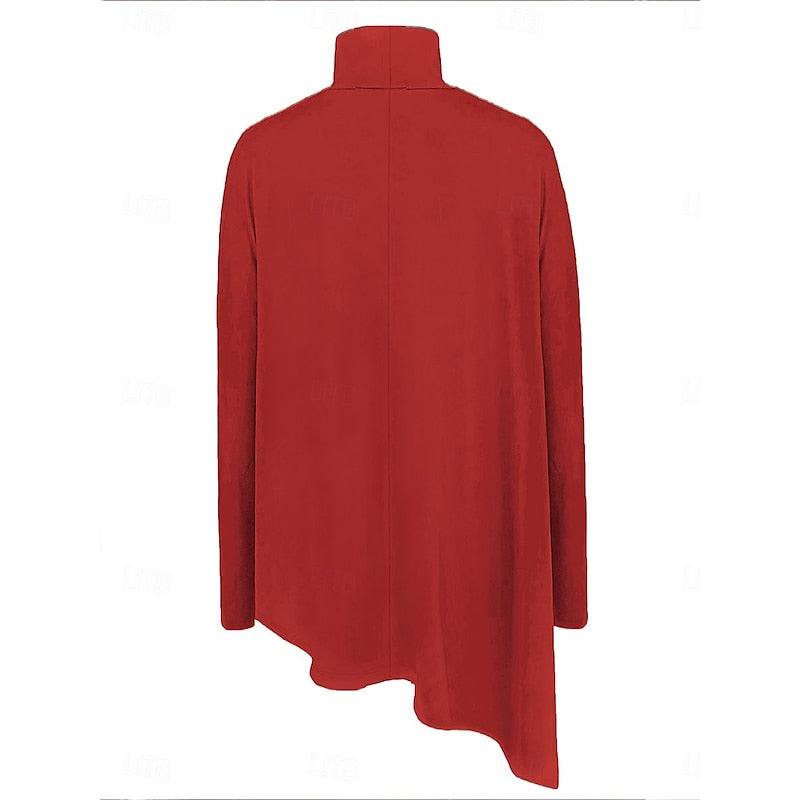 Women's Dressy Asymmetrical Hem High Neck Knit Sweater