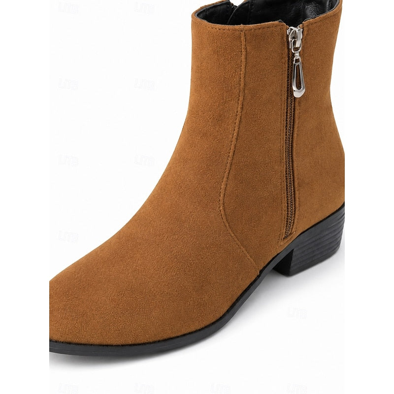 Women's Tailored Ankle Booties with Low Block Heel