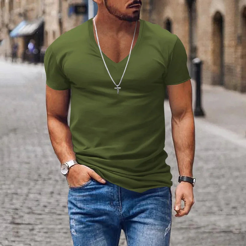 Men's Summer City Slim V-Neck Essential T-Shirt