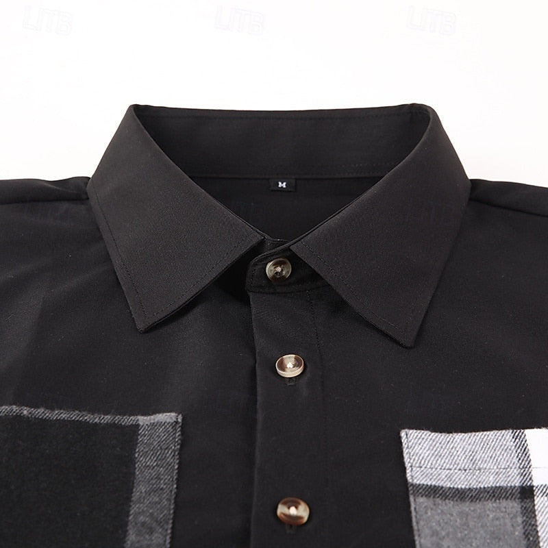Men's Contrast-Paneled Button-Front Shirt Coat