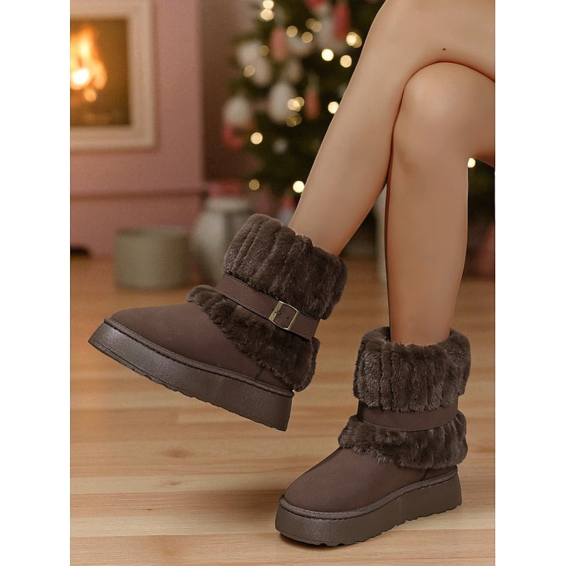 Women's Soft Cushioned Ankle Boots with Fur Trim