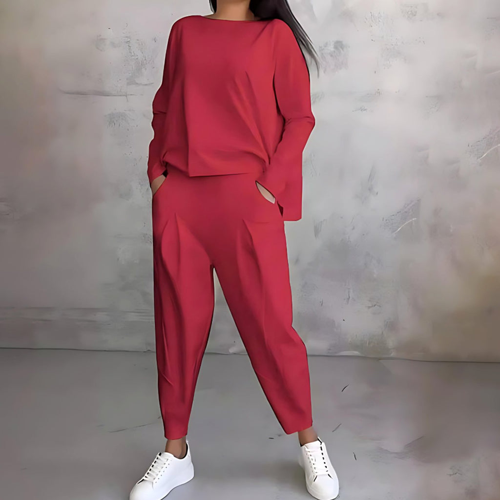 Women's Loose Casual Top Ankle Pants Matching Set