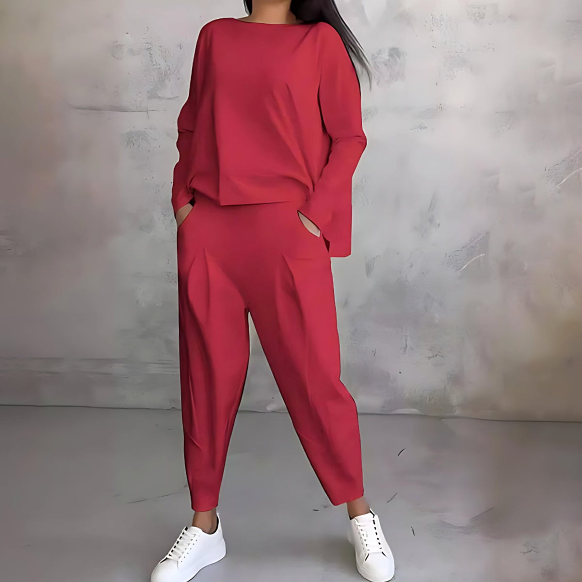 Women's Loose Casual Top Ankle Pants Matching Set