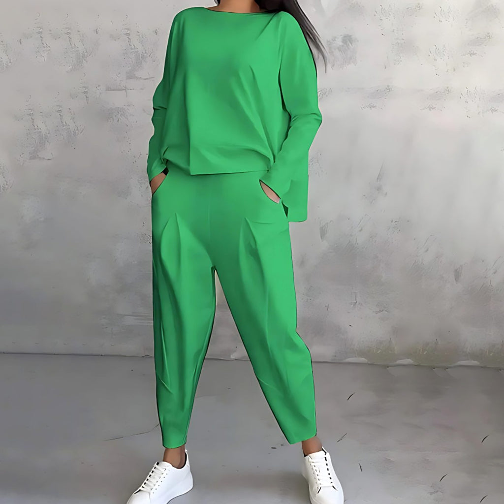 Women's Loose Casual Top Ankle Pants Matching Set