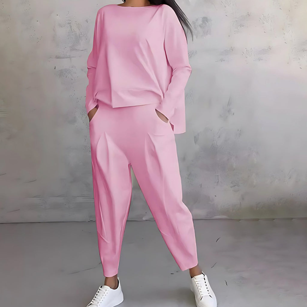 Women's Loose Casual Top Ankle Pants Matching Set