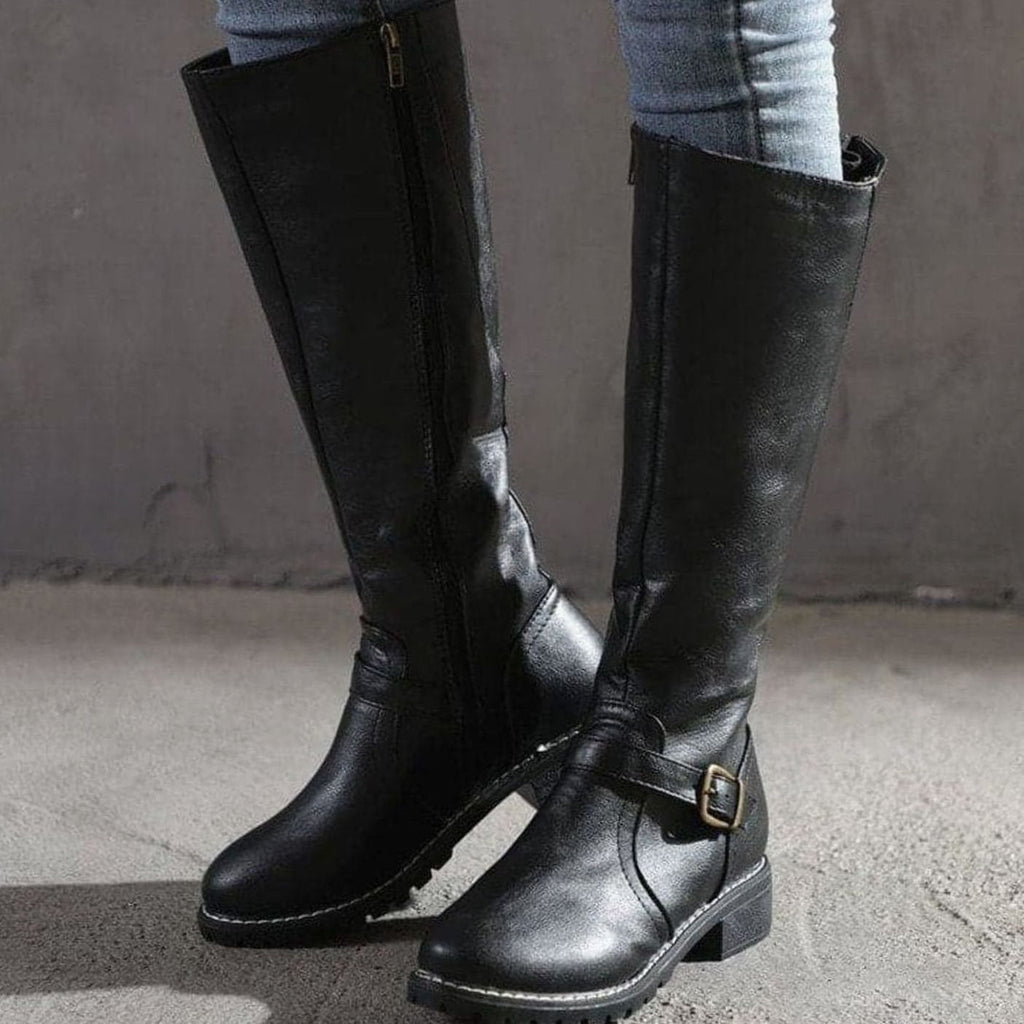 Women's Equestrian-Inspired Side-Zip Tall Boots