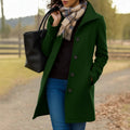 Women's Mid-Length Button-Front Wool Blend Topcoat