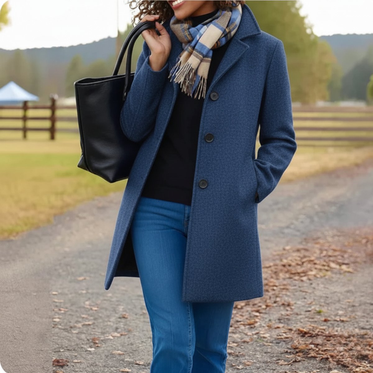 Women's Mid-Length Button-Front Wool Blend Topcoat