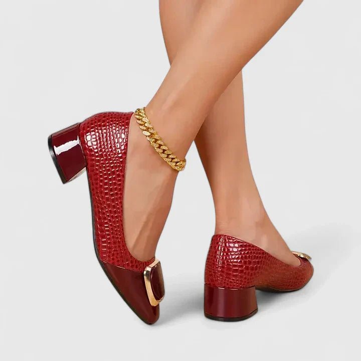 Women's Steady Block Heel Embossed Office Loafers