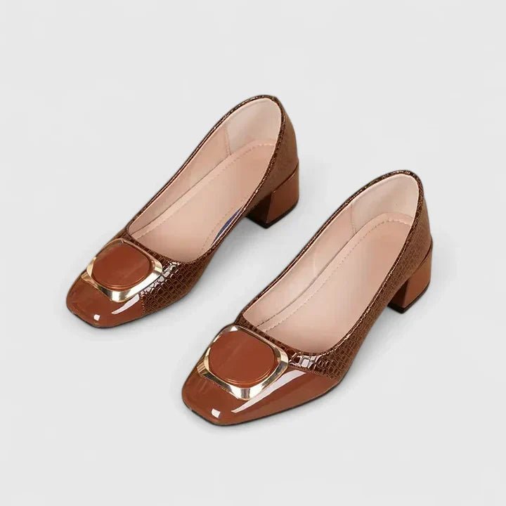 Women's Steady Block Heel Embossed Office Loafers