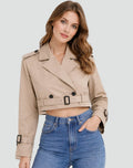 Women's Above-Waist Trench Coat with Two-Row Buttons