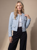 Women's Cropped Tweed Blazer with Button Detail