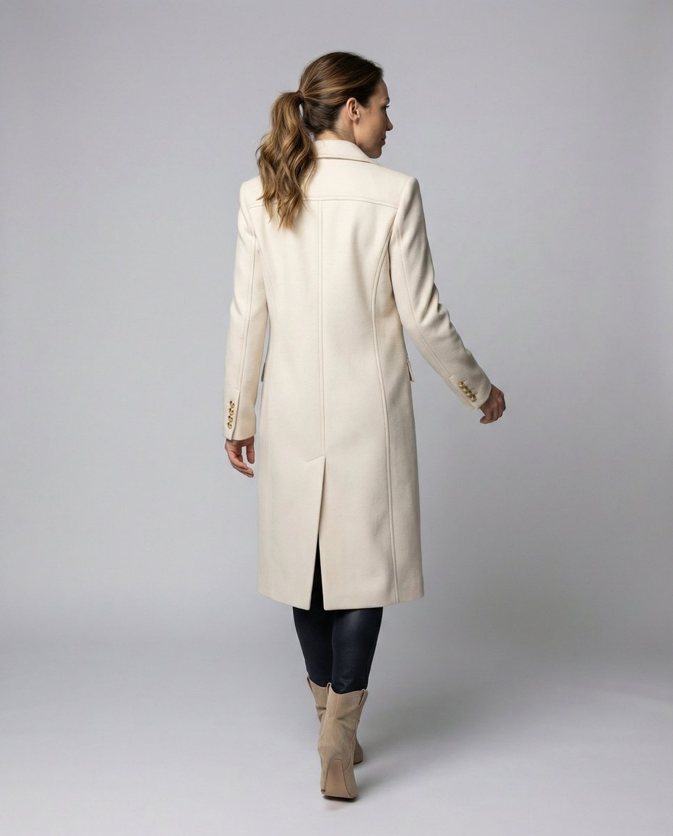 Women's Long Sleeve Midi Double Breasted Overcoat