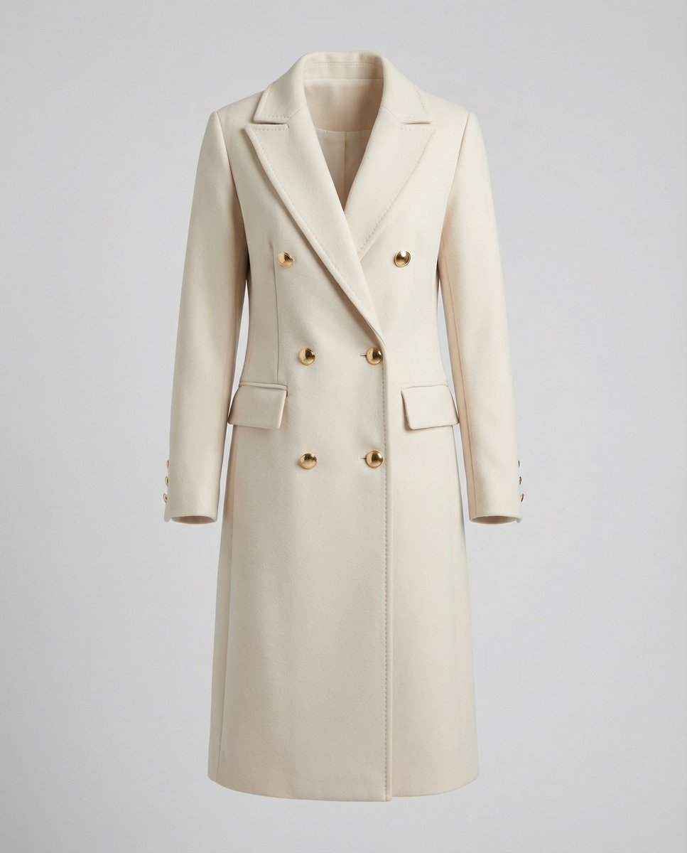Women's Long Sleeve Midi Double Breasted Overcoat