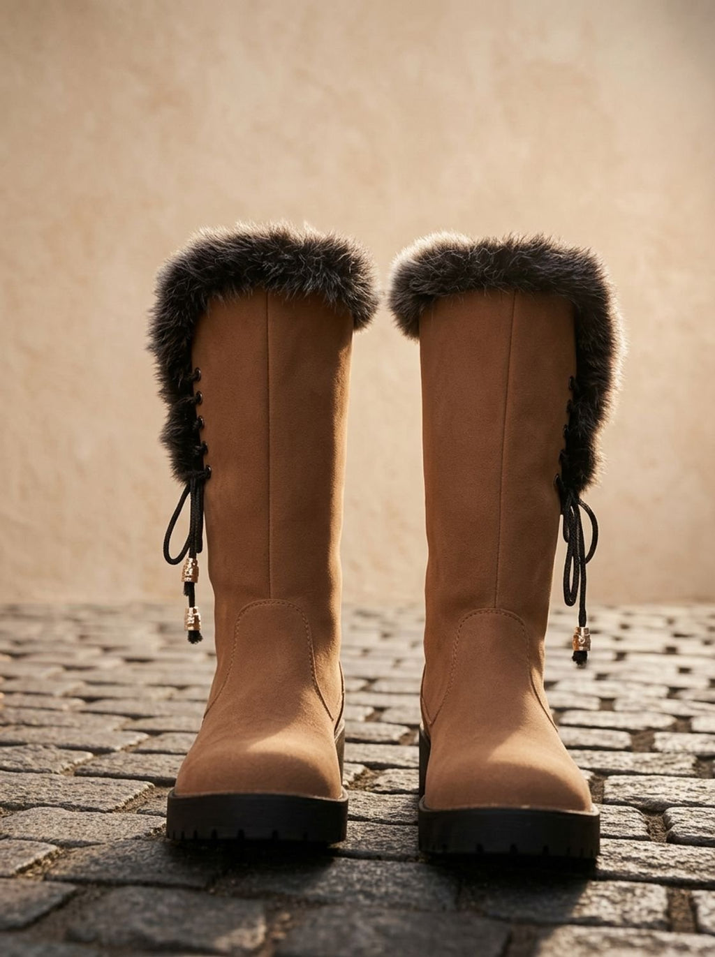 Women's Lug Sole Suede-Look Tall Winter Snow Boots