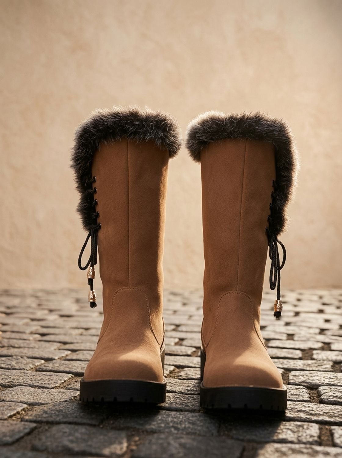 Women's Lug Sole Suede-Look Tall Winter Snow Boots