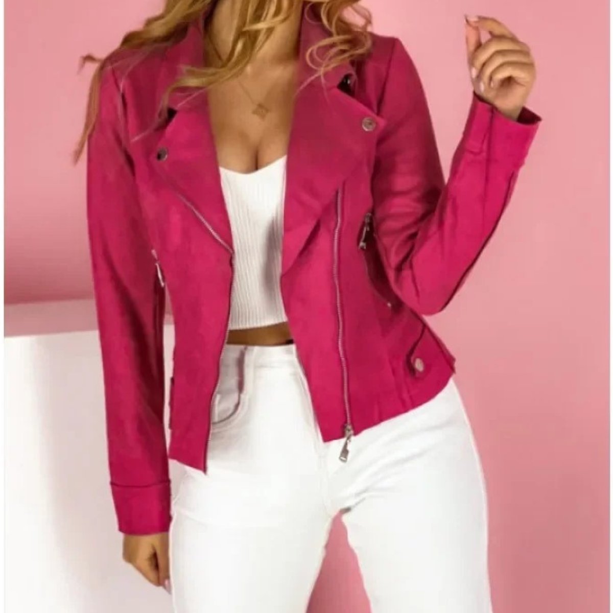Women's Edgy Faux Leather Coat with Collar Options