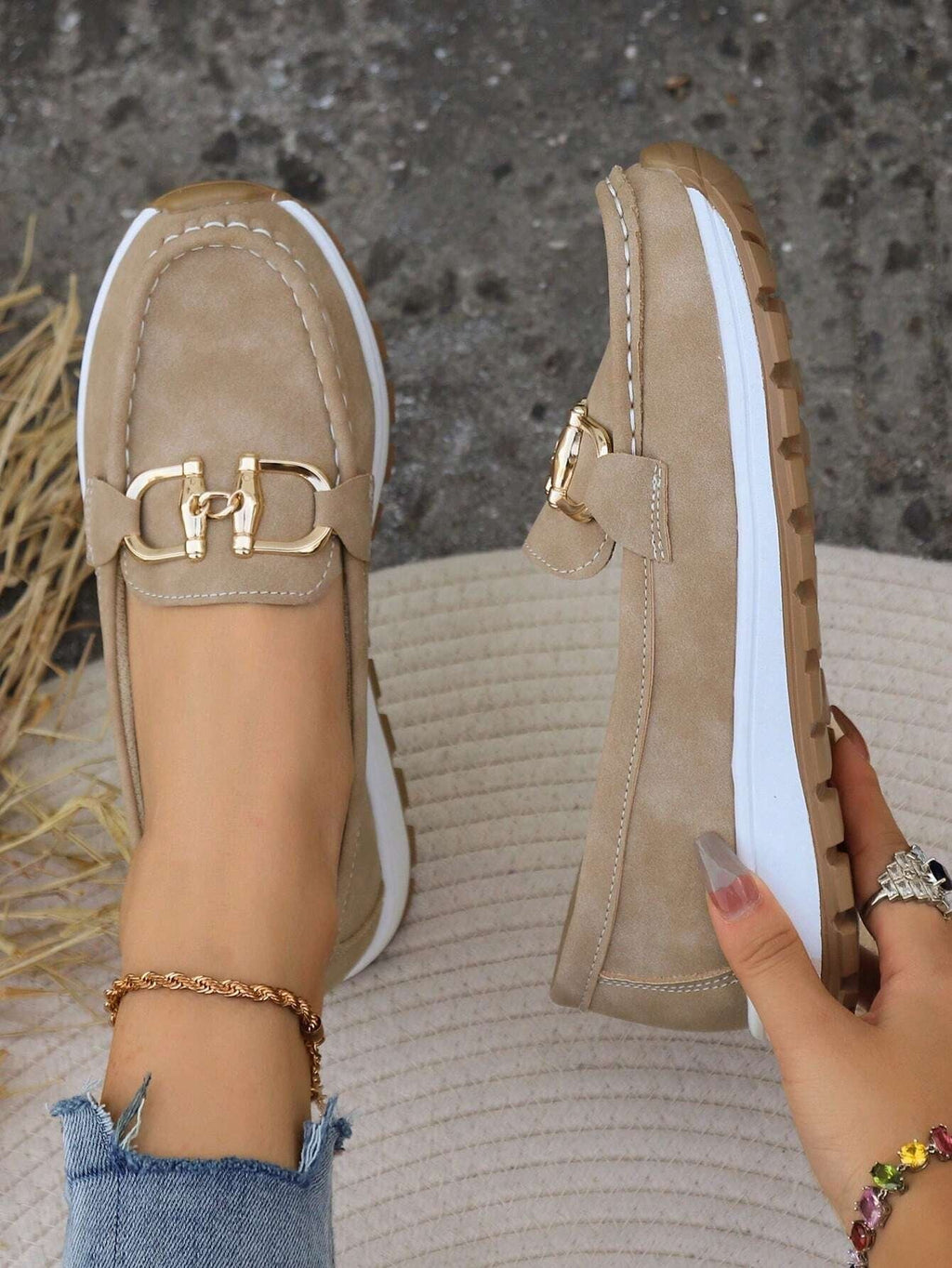 Women's Everyday Comfort Buckle Detail Moccasins