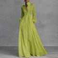 Women's Sweeping Skirt Buttoned Flowy Maxi Dress