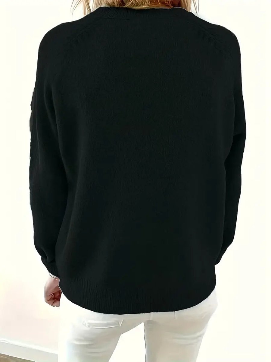 Women's Partial Button V-Neck Cold Weather Sweater