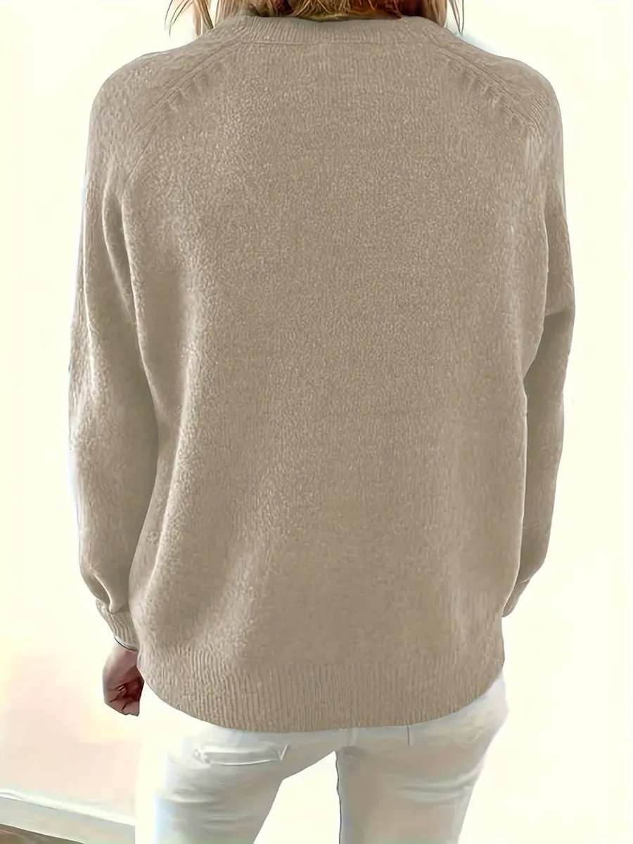 Women's Partial Button V-Neck Cold Weather Sweater