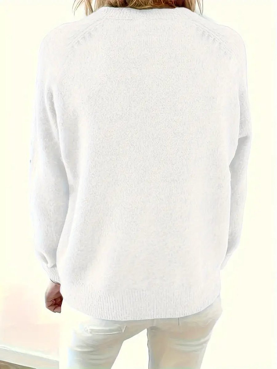 Women's Partial Button V-Neck Cold Weather Sweater