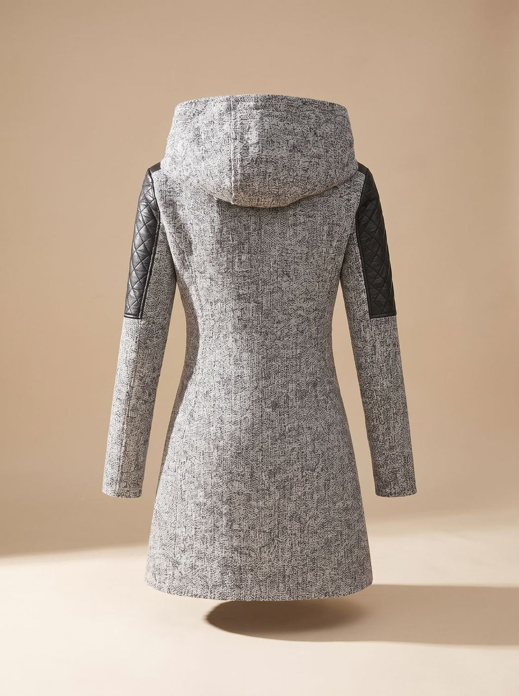 Women's Fashion-Forward Quilted Hooded Wool Overcoat