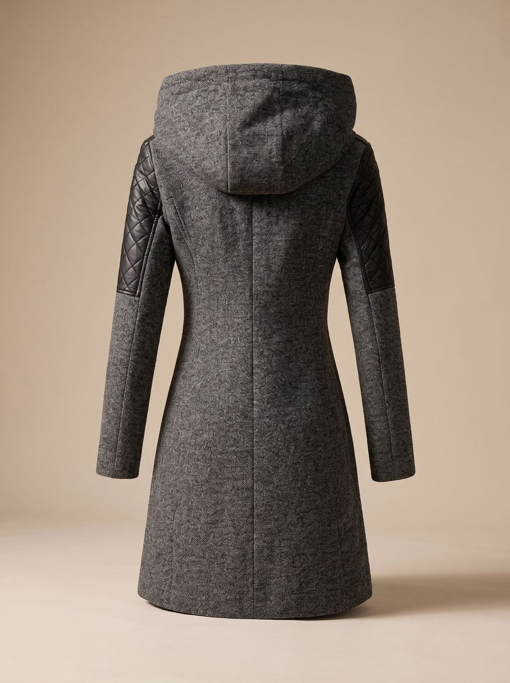 Women's Fashion-Forward Quilted Hooded Wool Overcoat