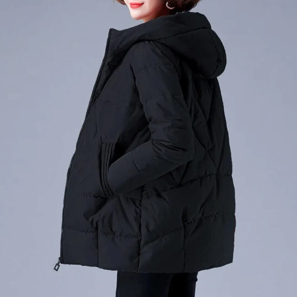 Women's Insulated Mid-Length Puffer Overcoat with Hood