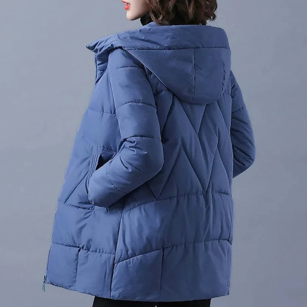 Women's Insulated Mid-Length Puffer Overcoat with Hood