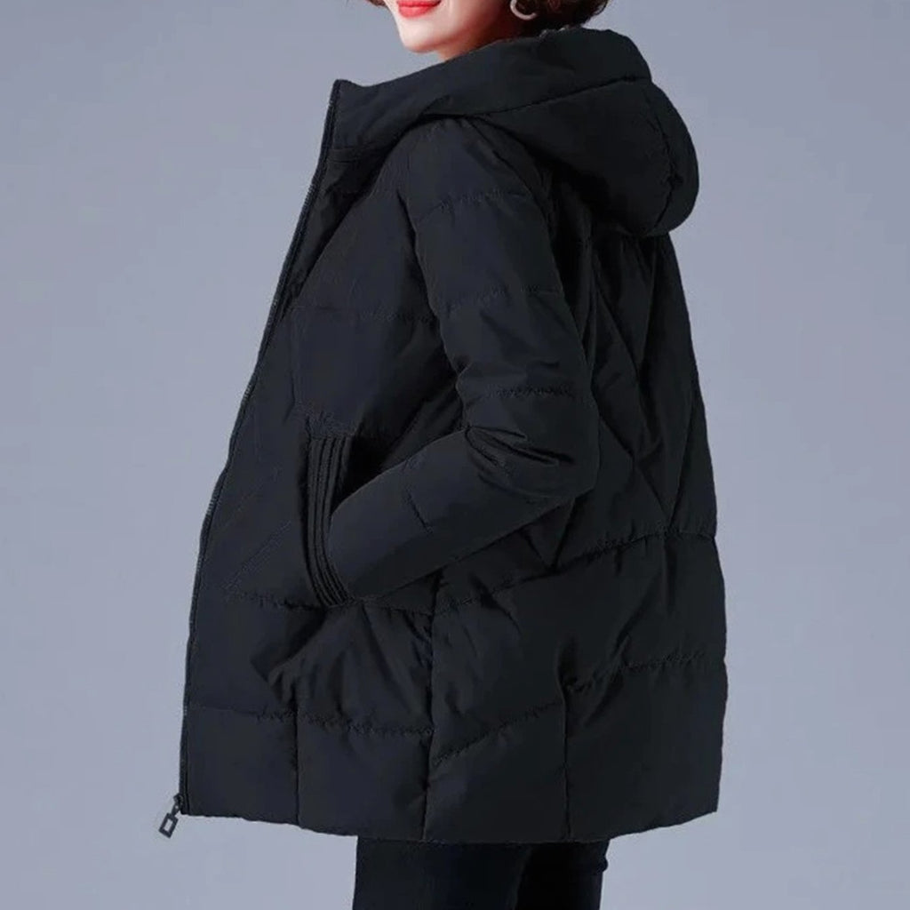 Women's Insulated Mid-Length Puffer Overcoat with Hood