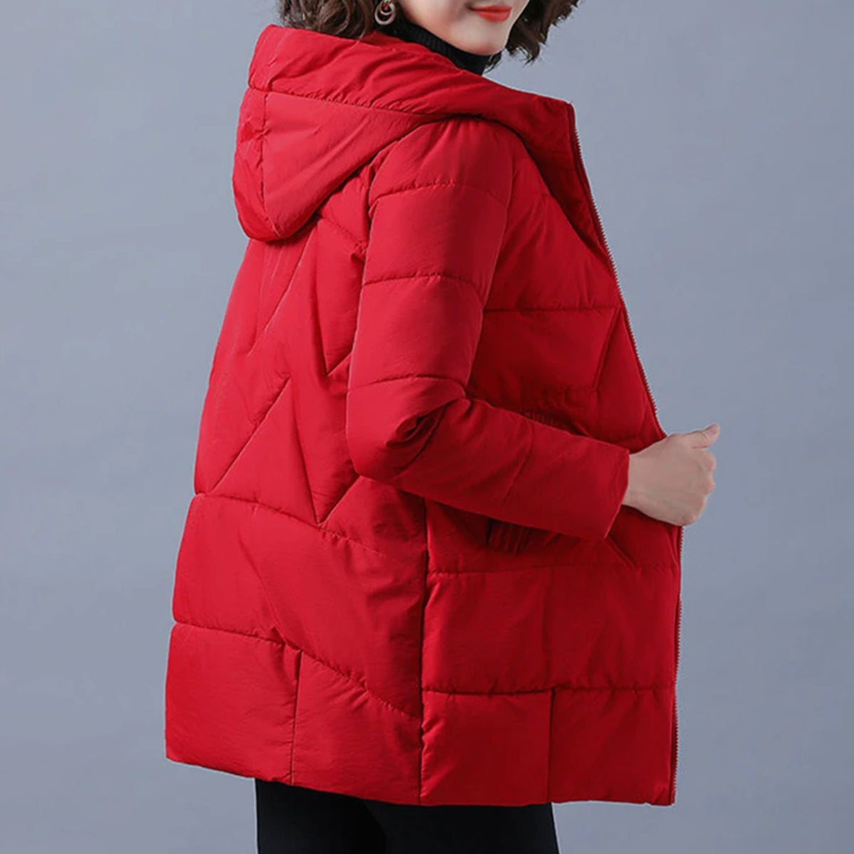 Women's Insulated Mid-Length Puffer Overcoat with Hood