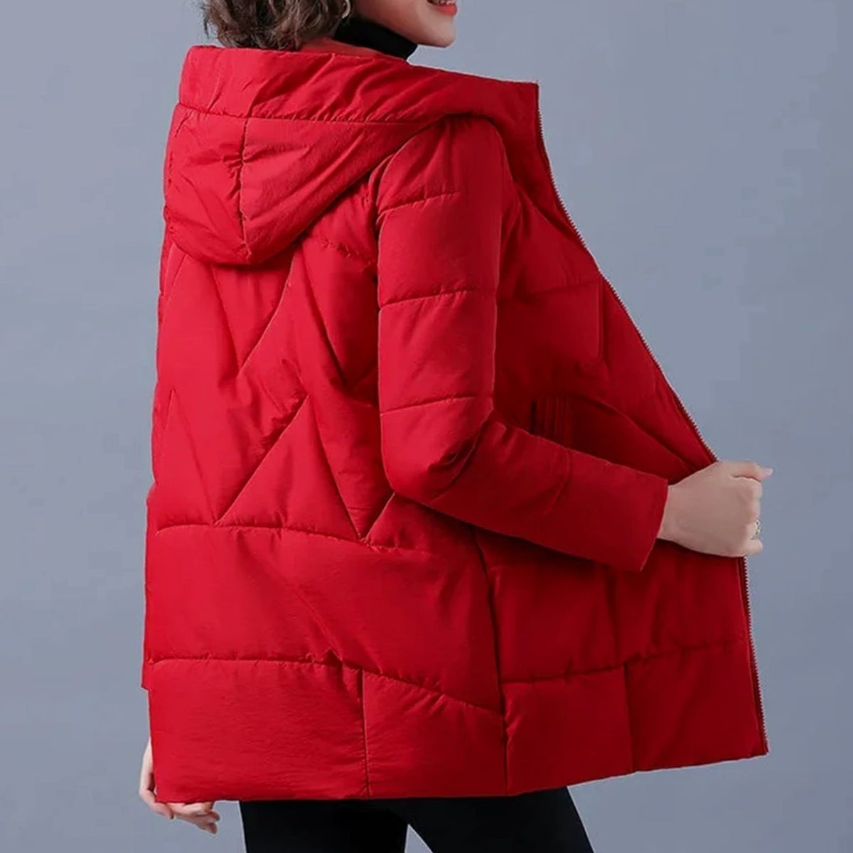 Women's Insulated Mid-Length Puffer Overcoat with Hood